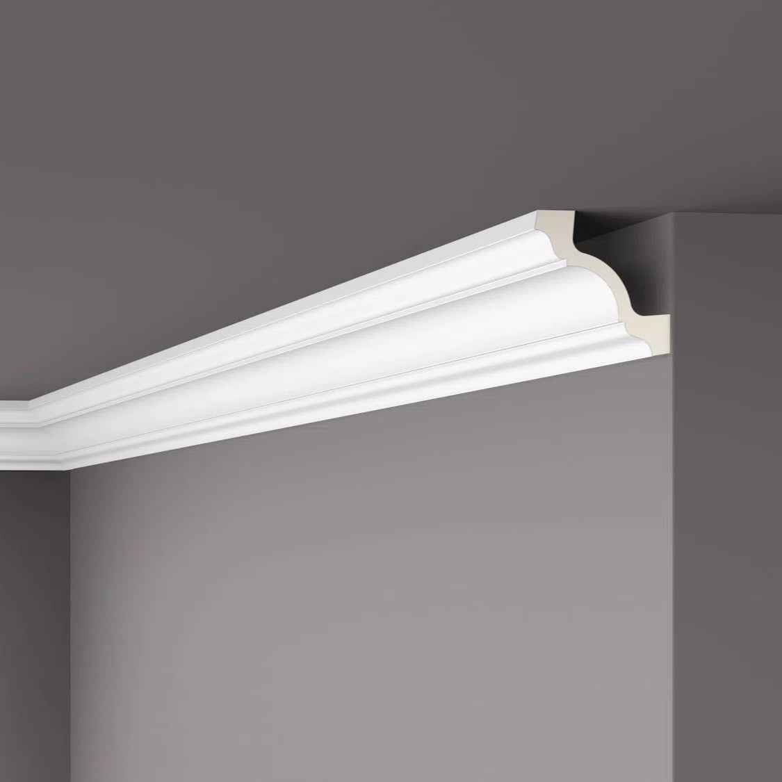 Z19 ARSTYL® 2M NMC Ceiling Coving on a grey ceiling | DecorMania UK